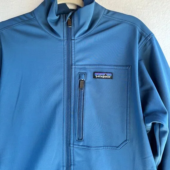 Patagonia Soft Shell Jacket Mens Medium Blue Full Zip Hiking Camping Outdoors - Picture 3 of 14